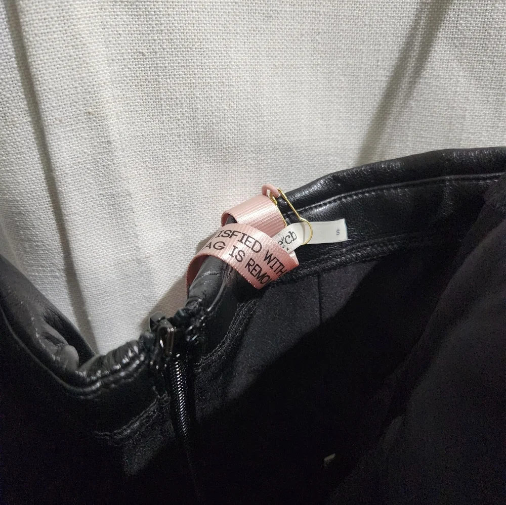 House of CB Saffira  Plunge Vegan Leather Corset Black Strapless Crop Top NWT - Picture 4 of 6